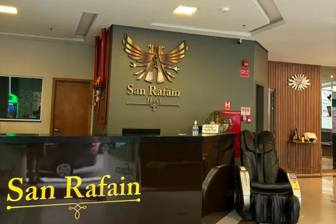 Hotel San Rafain: área comum, em Aparecida